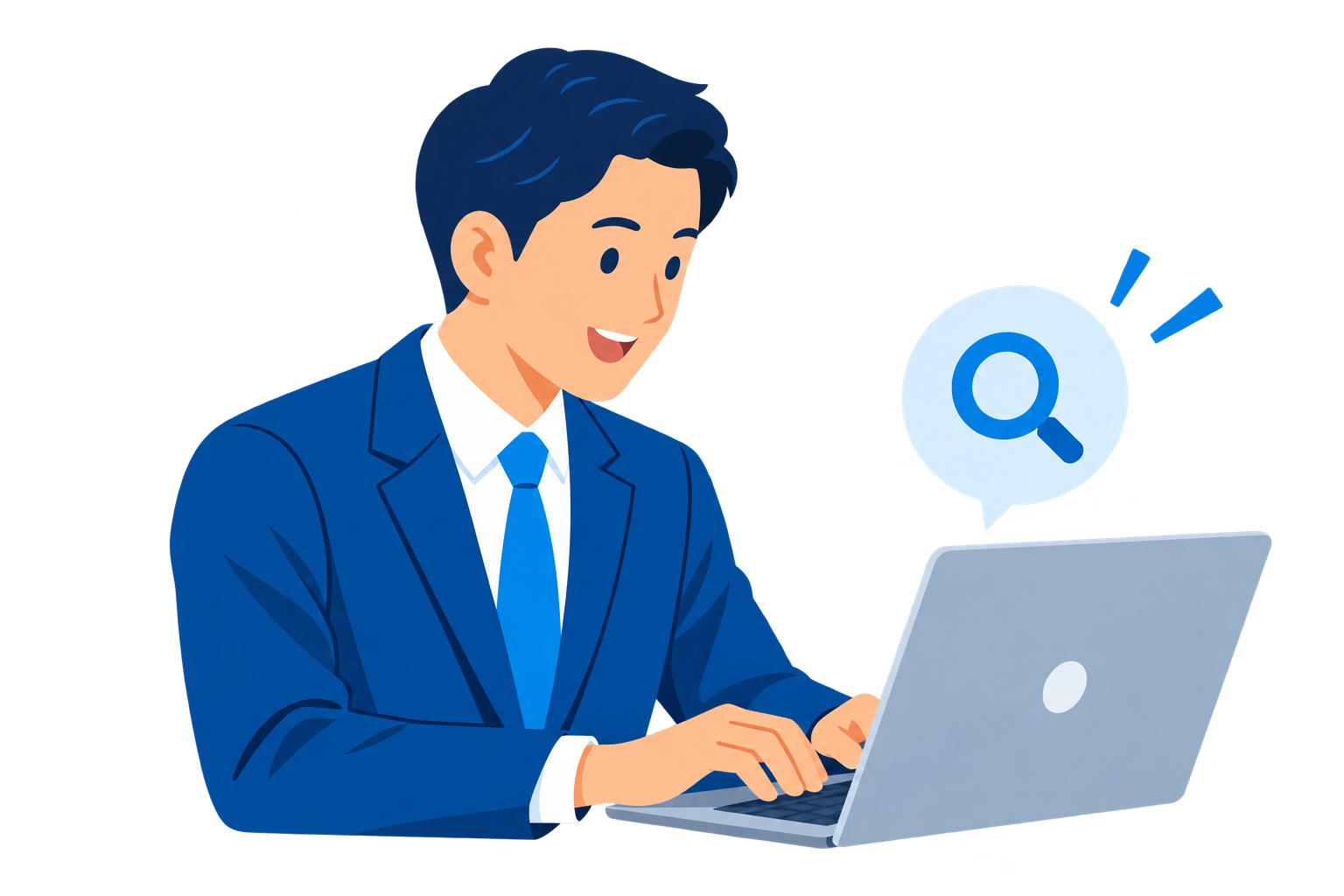 パソコンで人脈を検索する人物