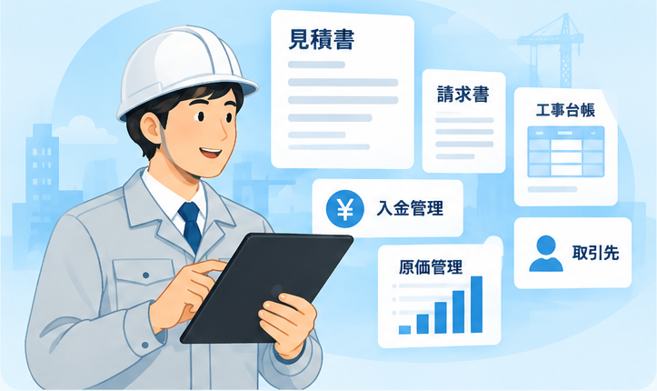見積・工事台帳・請求・入金・原価・取引先をまとめて管理